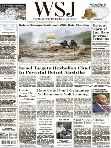 华尔街日报PDF免费下载 The Wall Street Journal 2024年9月28日